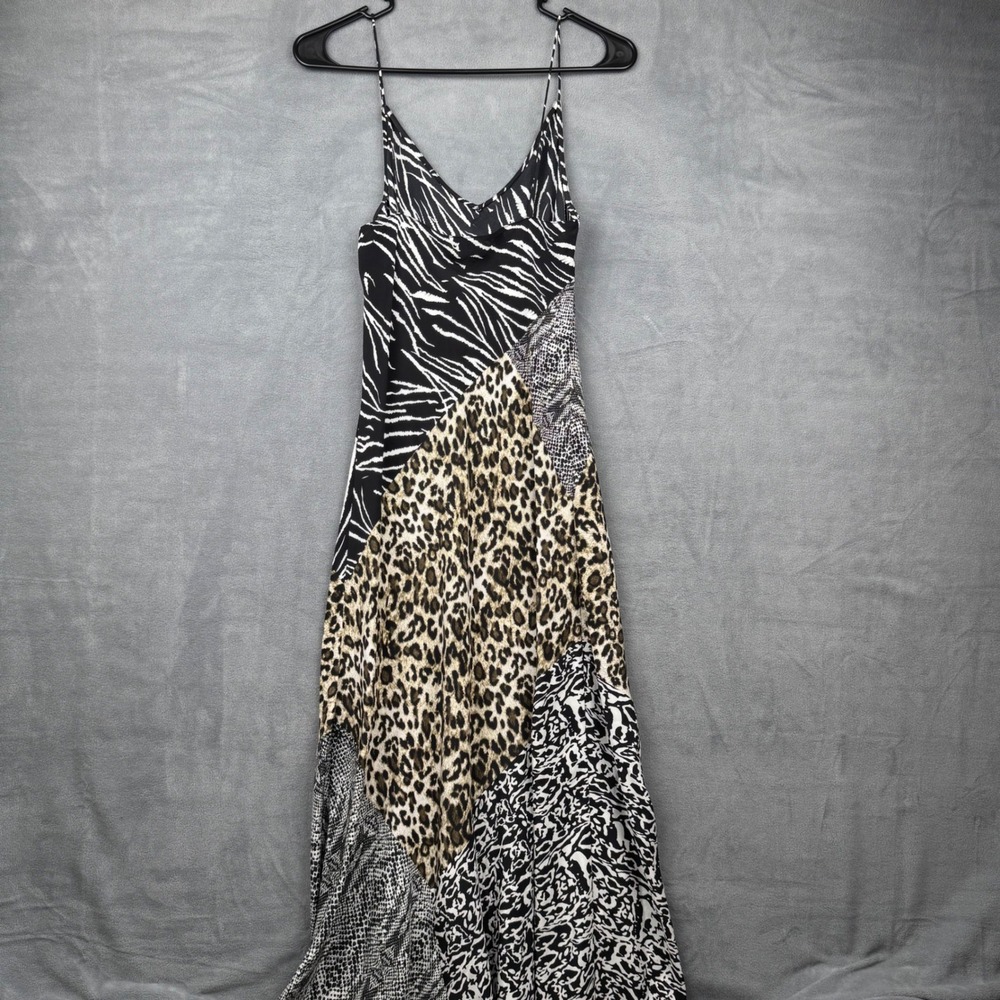 Womens Animal Print Maxi Dress - Black & Tan - Picture 7 of 7